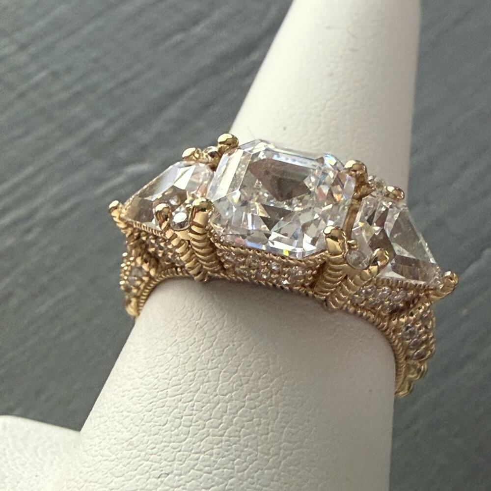 Judith Ripka 925 Sterling Silver 14K Gold Clad Ring Size 10 NEW - Picture 2 of 9